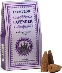 Coni Di Incenso indiano Ayurvedic a flusso inverso backflow -- Lavanda -- Confezione 10 coni di esoterika.biz