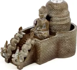 Incensiera in resina con riflusso backflow-- Tempio buddha thailandese -- cm 1,05x9,5