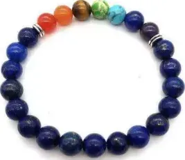 Bracciale Lapislazzuli u0026 7 Chakra perle 8mm