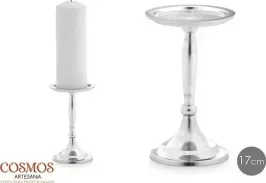 Candelabro base per cero in alluminio  argentato cm 12