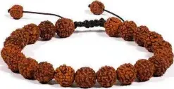 Mala/braccialetto in Rudraksha 21 grani regolabile -- 0.8 cm