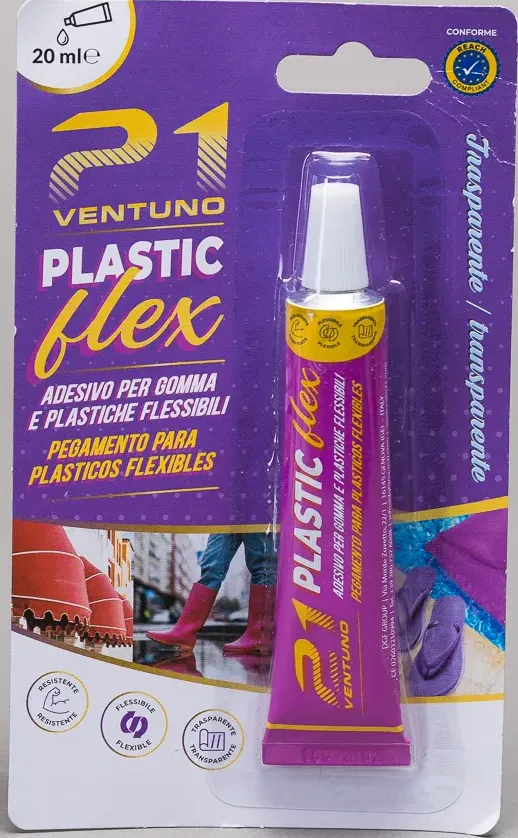 Adesivo trasparente per plastiche e gomme flessibili 21 Plastic Flex 20ml