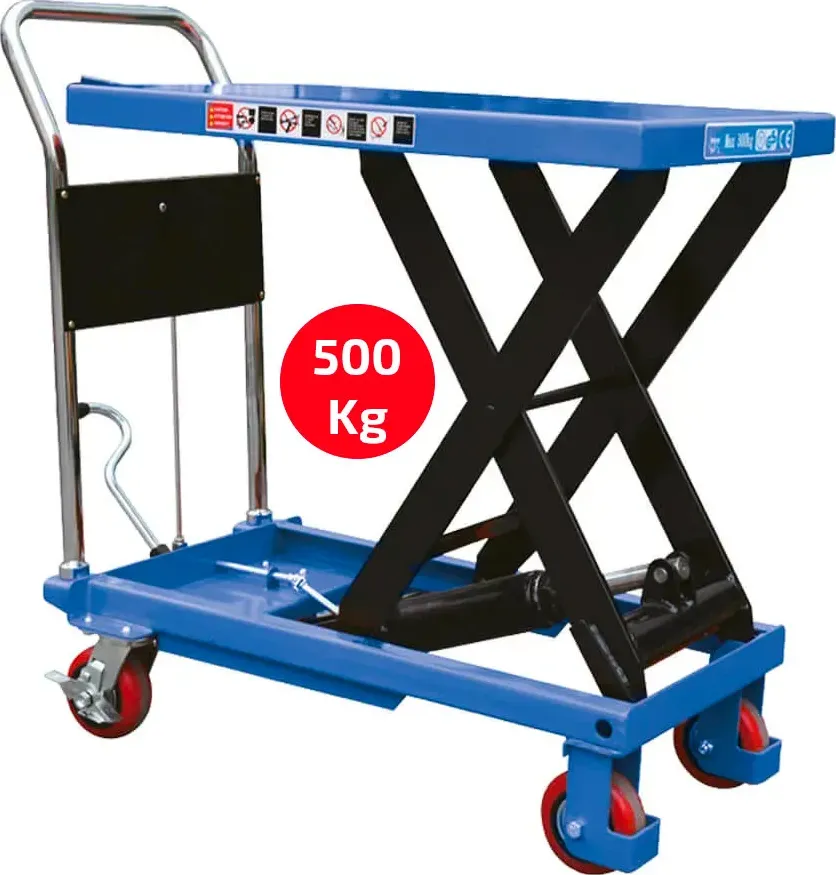 Carrello elevatore con piano d'appoggio portata 500kg