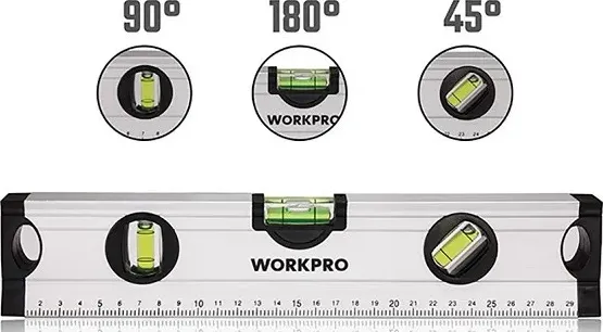 Livella a bolla 30 cm in alluminio workpro wp262001