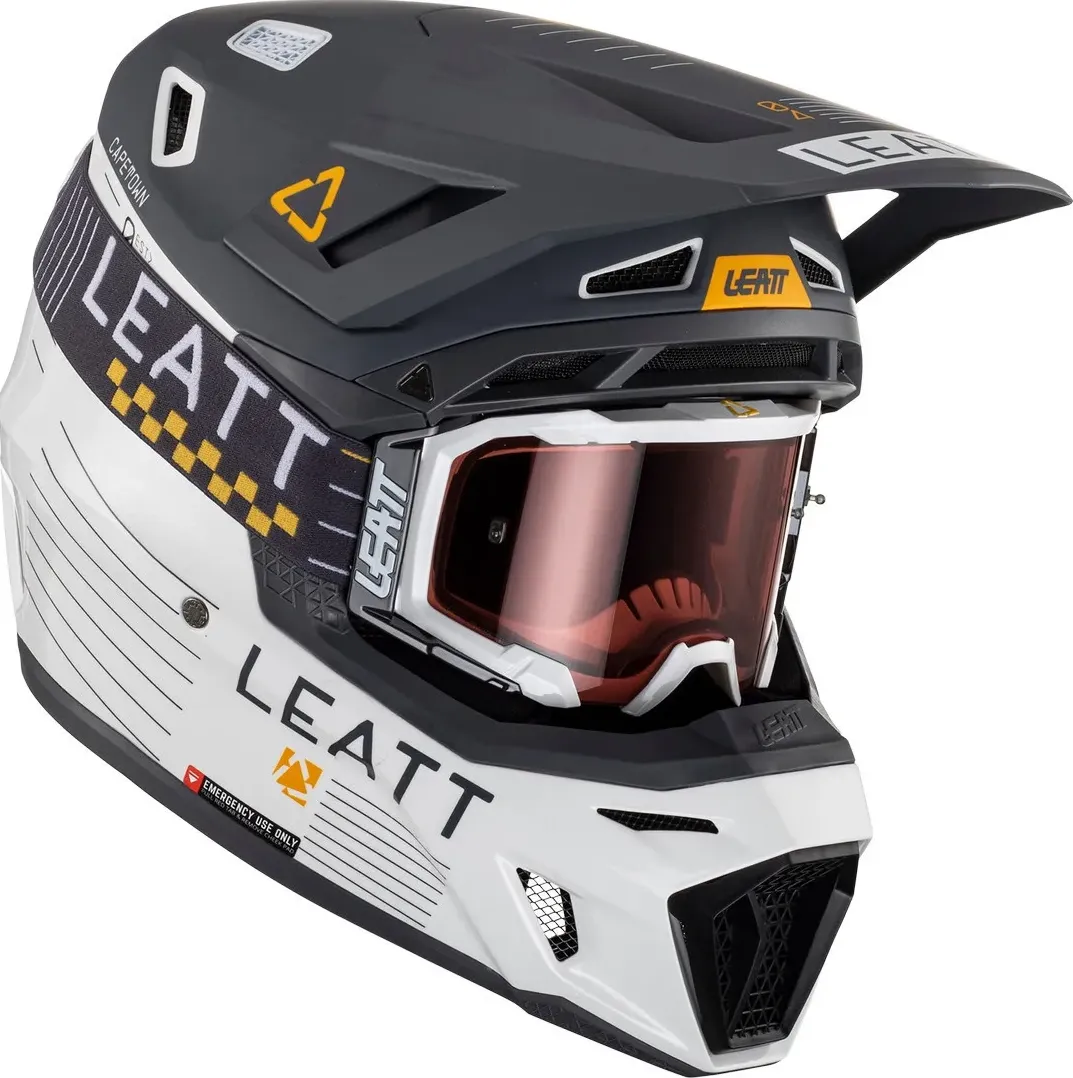 Leatt 8.5 Metallic Casco da motocross con occhiali, nero-grigio-bianco, dimensione S