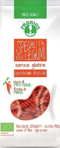 Fusilli di lenticchie rosse bio senza glutine pasta proteica