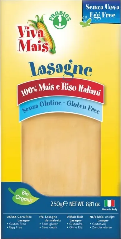 Pasta per lasagne di mais e riso bio senza glutine