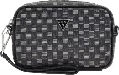 Pochette Guess uomo con tracolla e polsiera logata in ecopelle