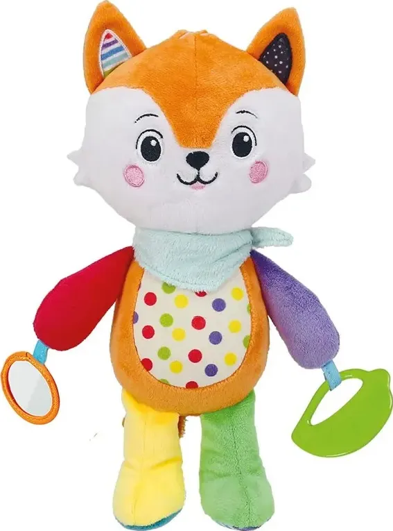 Clementoni - happy fox-peluche neonato, giocattolo bambini 0-36 mesi-100% lavabile - cl17792