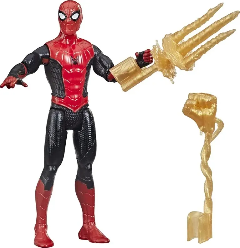 Hasbro spider-man - spider-man con tuta mystery web gear rossa e nera, action figure 15 cm, f19125l00