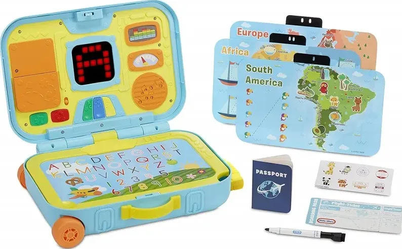 Little tikes - learn &amp; play valigetta apprendimento, giocattolo interattivo ed educativo, include mappe, passaporto e altro, per