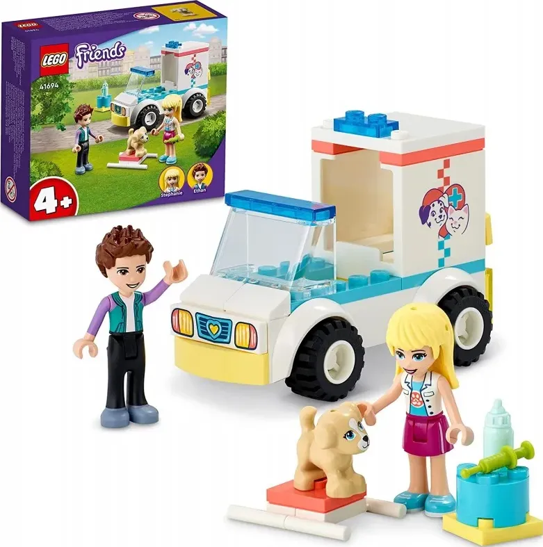 Lego friends ambulanza della clinica veterinaria, set soccorso amici animali, giocattolo per bambini dai 4 anni in su, 41694