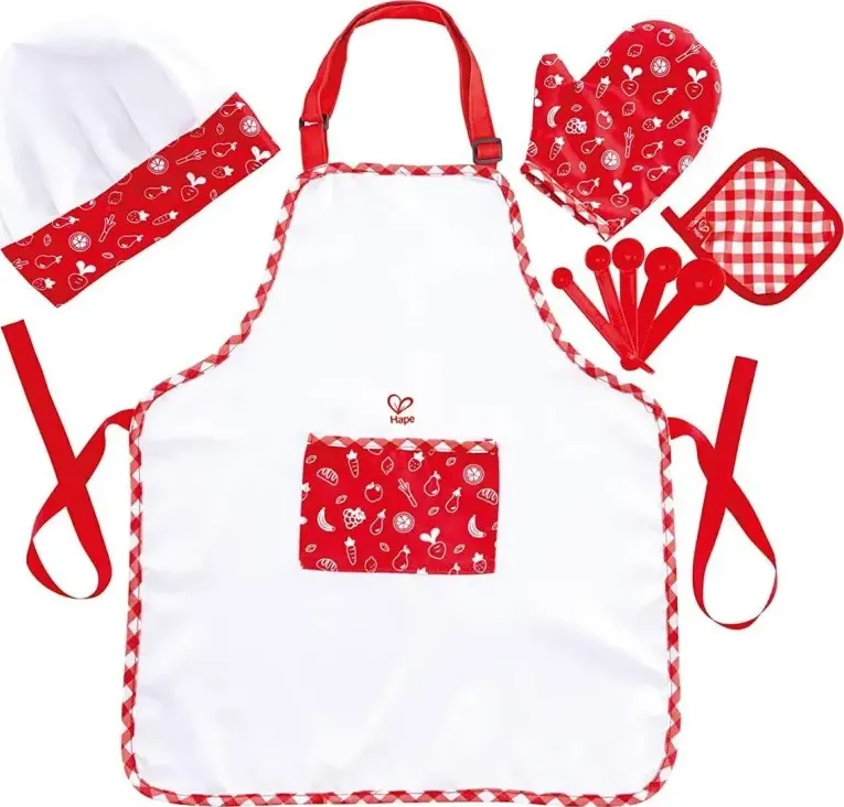 Hape set da gioco per travestimento da chef con accessori da cucina per bambini e3162