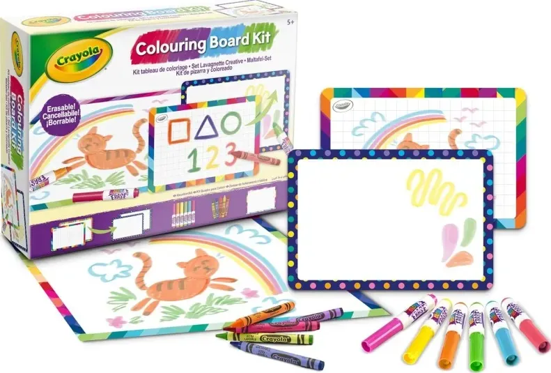 Crayola - set lavagnette bianche creative, per colorare e scrivere, attivitã educativa e creativa per bambini con pennarelli e