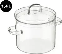 "Pentola in vetro borosilicato 1,4 L con coperchio"