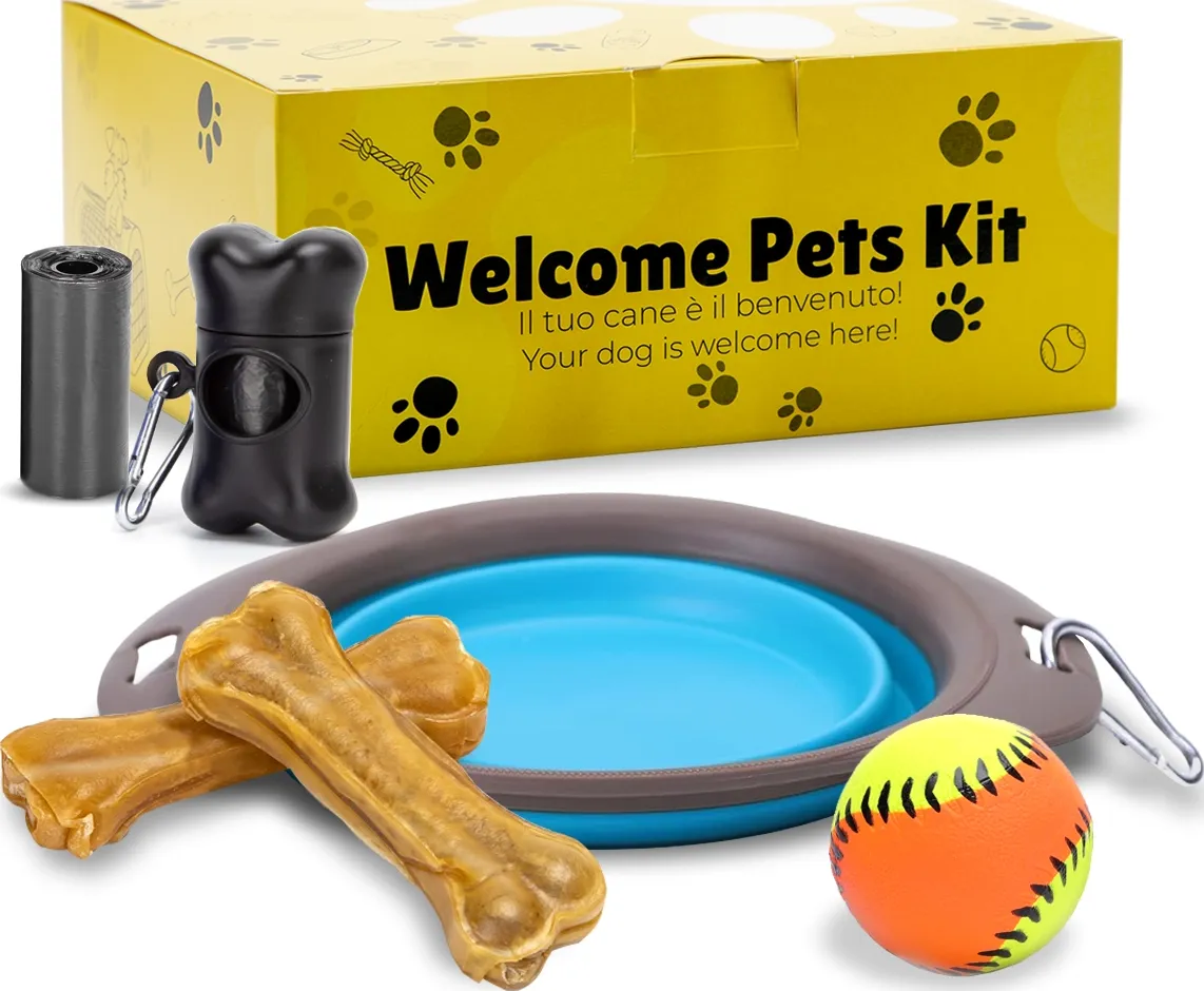 Kit di benvenuto per cani PETS 001PB per hotel, villaggi e residence (1 kit)