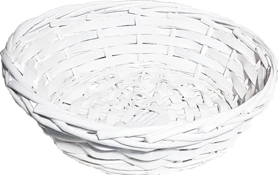 Cestino tondo intrecciato in vimini colore bianco 23 cm (1 pezzo)