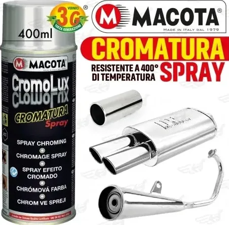 Macota vernice spray cromolux effetto cromato alte temperature 400°