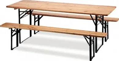 Mitepek - set tavolo con panche in ferro e legno pieghevole 70x220cm fredi