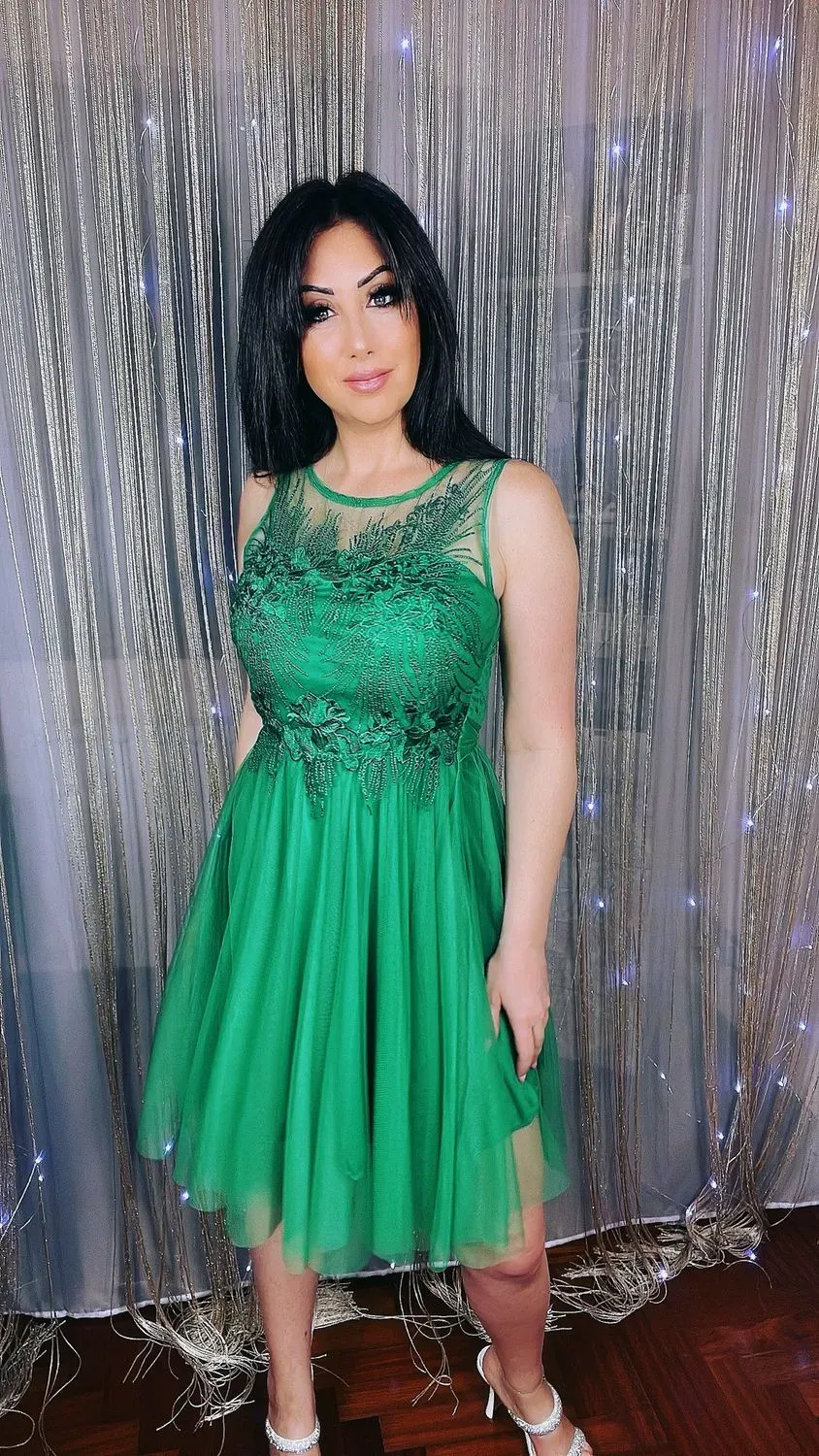 Abito elegante in tulle - verde