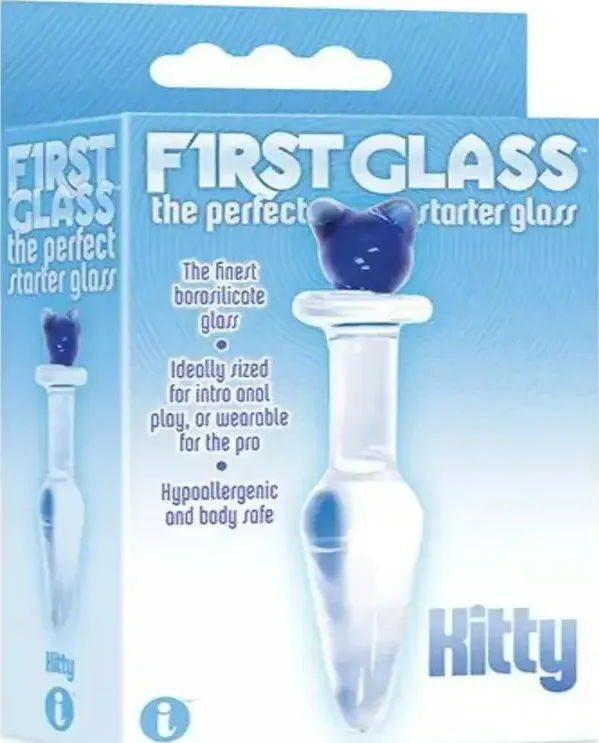 FIRST GLASS KITTY LOVE BUTT PLUG - BLUE