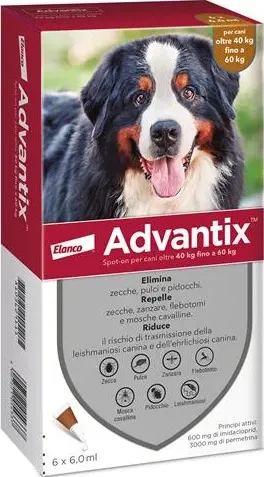 Advantix Spot On Per Cani Da 40kg a 60kg 6 Pipette Da 6ml