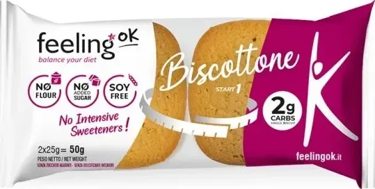 Feeling OK BISCOTTONE Start 1 Mandorla 2x25g Biscotti Low Carb venduto da zonawellness.it