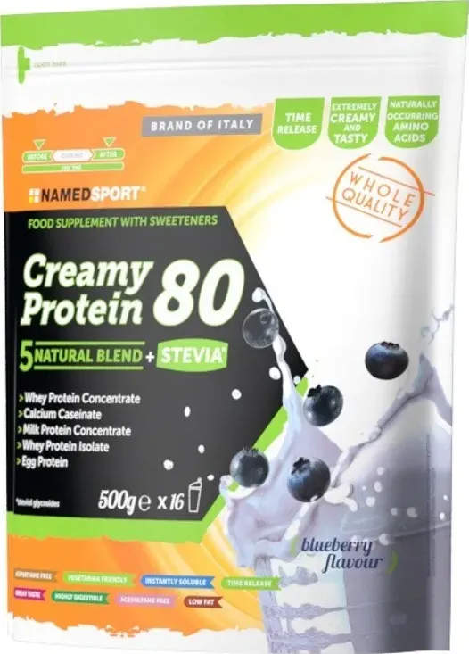 Named Sport CREAMY PROTEIN 80 Busta da 500g Blueberry Blend Proteico di zonawellness.it
