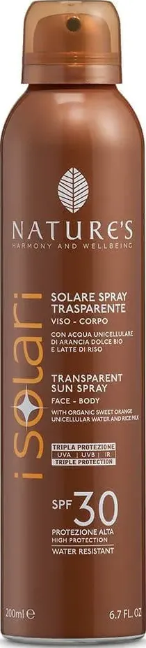 Solare spray trasparente spf 30 200 ml - erboristeria binasco