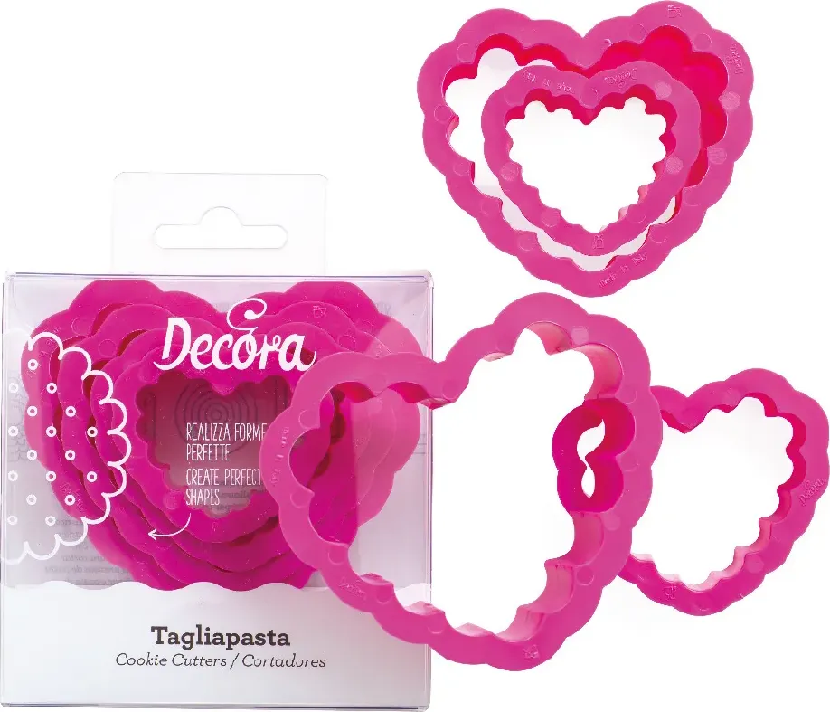 Set 4 tagliapasta cuore festonato