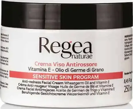 Crema viso antirossore con vitamina e e olio di germe di grano 250 ml. sensitive skin program regea