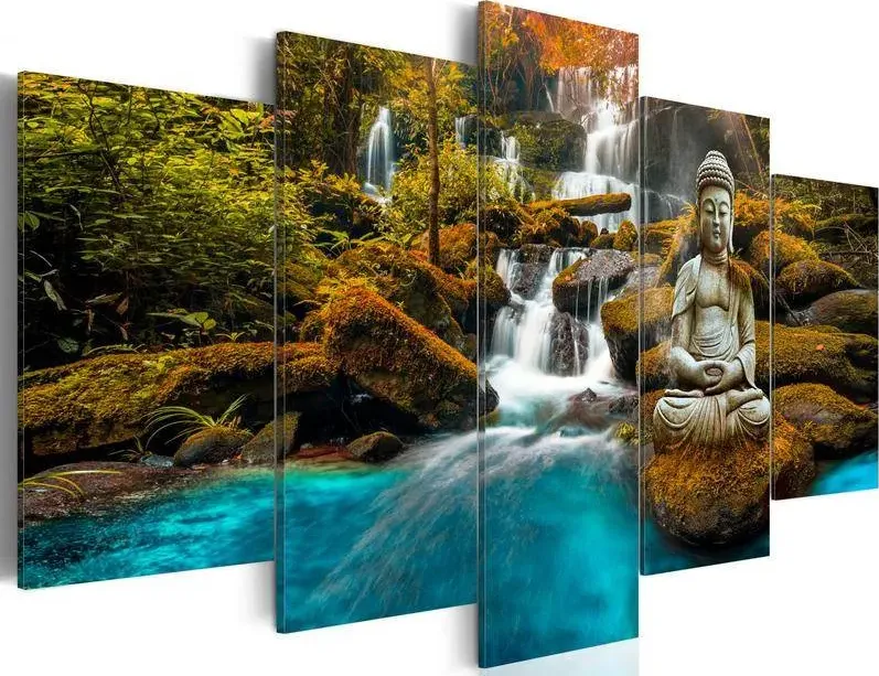 Quadro buddha e la cascata sui monti cm. 100x50 e 200x100