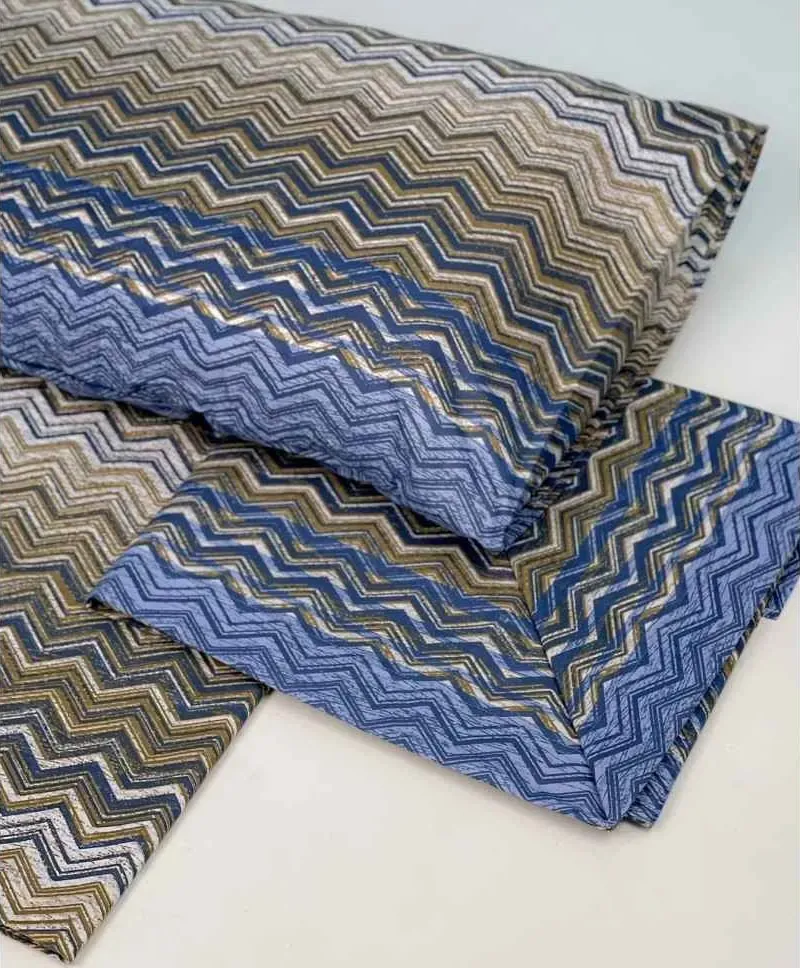 Lenzuola Stripe Tortora e Blu Motivo Geometrico Zig Zag