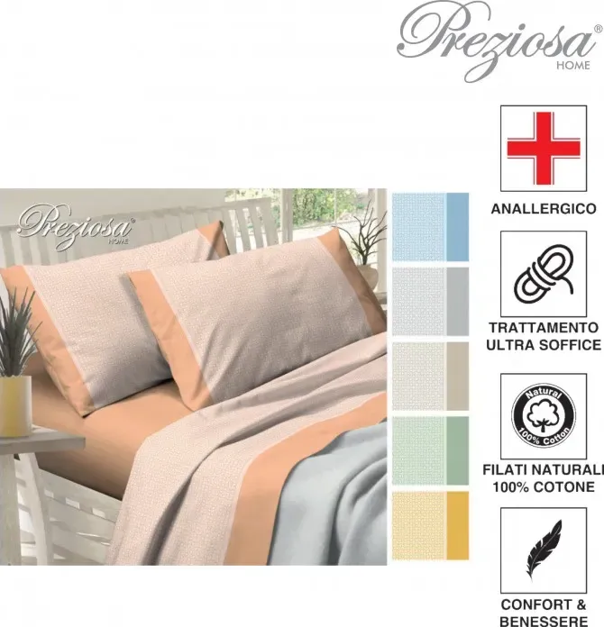 Completo letto singolo in cotone preziosa linea alba dis. 34