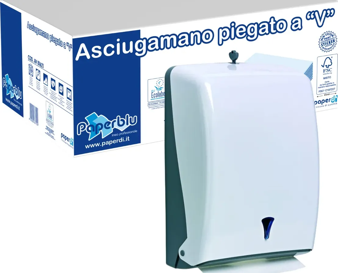 Kit dispenser amalfi + asciugamani di carta piegati a v