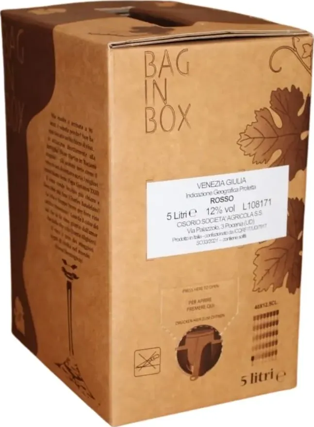 Vino rosso igt bag in box - società’ agricola cisorio s.s. capacità 5 l - bag in box