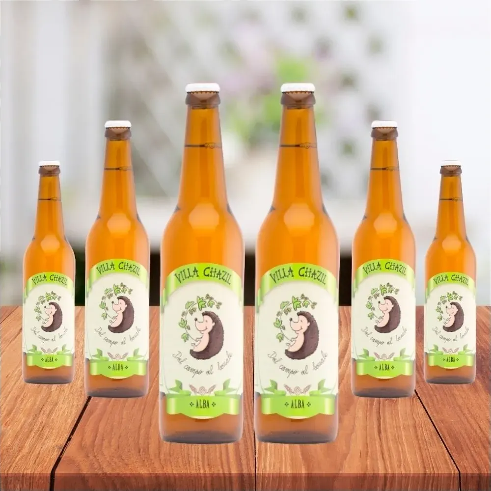 Alba birra artigianale - box da 6 bottiglie - villa chazil capacità 0,33 l - vetro confezione da 2 bottiglie