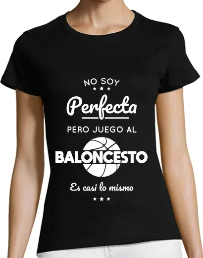 T-shirt donna taglio classico maniche corte Non perfetto ma io gioco cesto palla