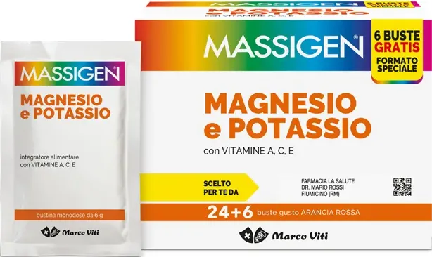 MASSIGEN MAGNESIO E POTASSIO 24 +6 BUSTINE ARANCIA ROSSA