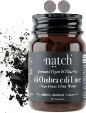 Natch - Dentifricio in tavolette di ombra e di luce / Carbone Detox Ultra White 85 tavolette