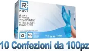 10conf. da 100pz tg.xl - rmove guanti nitrile blu uso medico senza ...