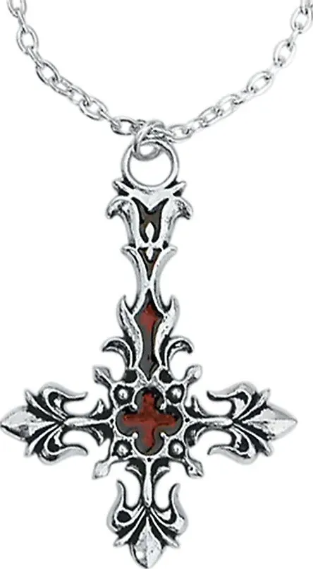 Alchemy Gothic - St. Lucifer's - Red Blood Cross - Collana - Unisex - colore argento