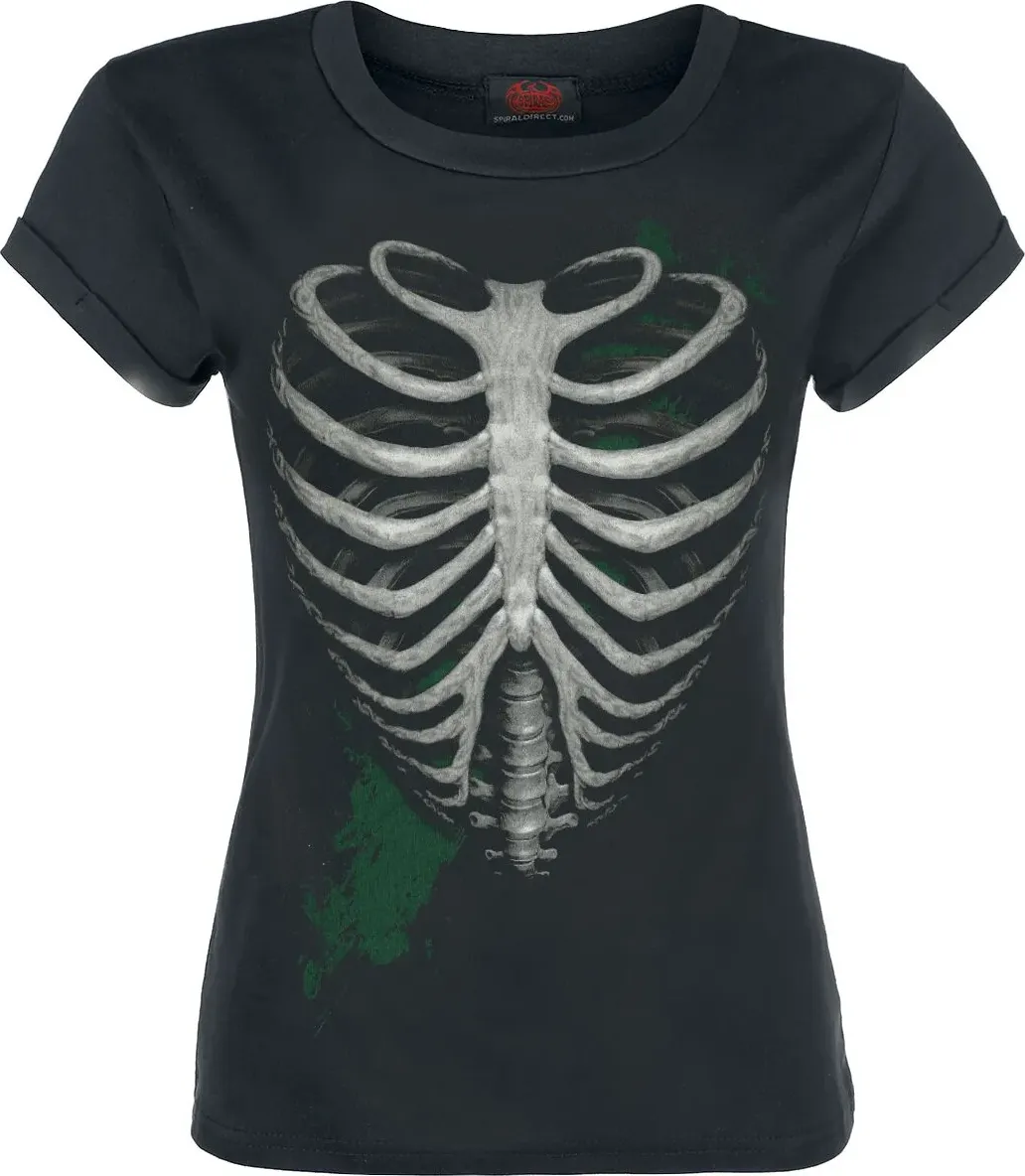 Spiral - Heart Ribs (Glow In The Dark) - T-Shirt - Donna - nero