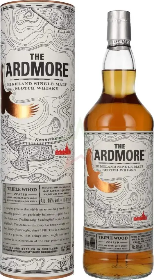 The ardmore triple wood peated highland single malt scotch whisky