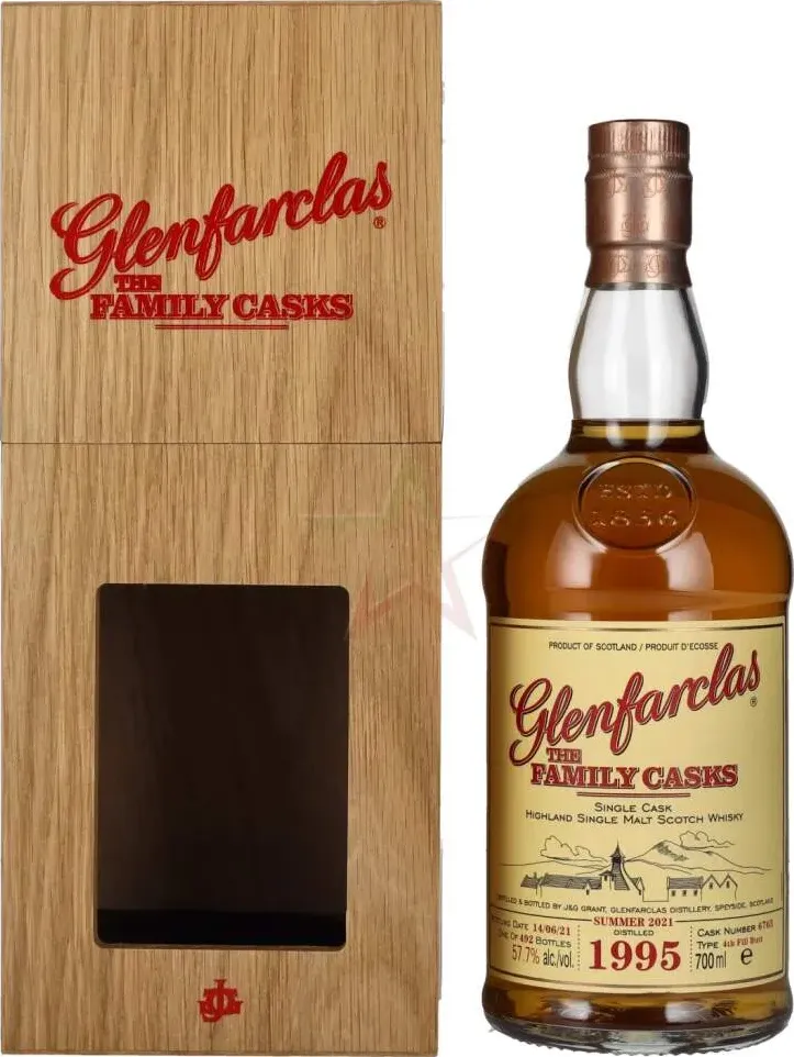 Glenfarclas the family casks single cask summer 2021 4th fill butt 1995 in cassa di legno