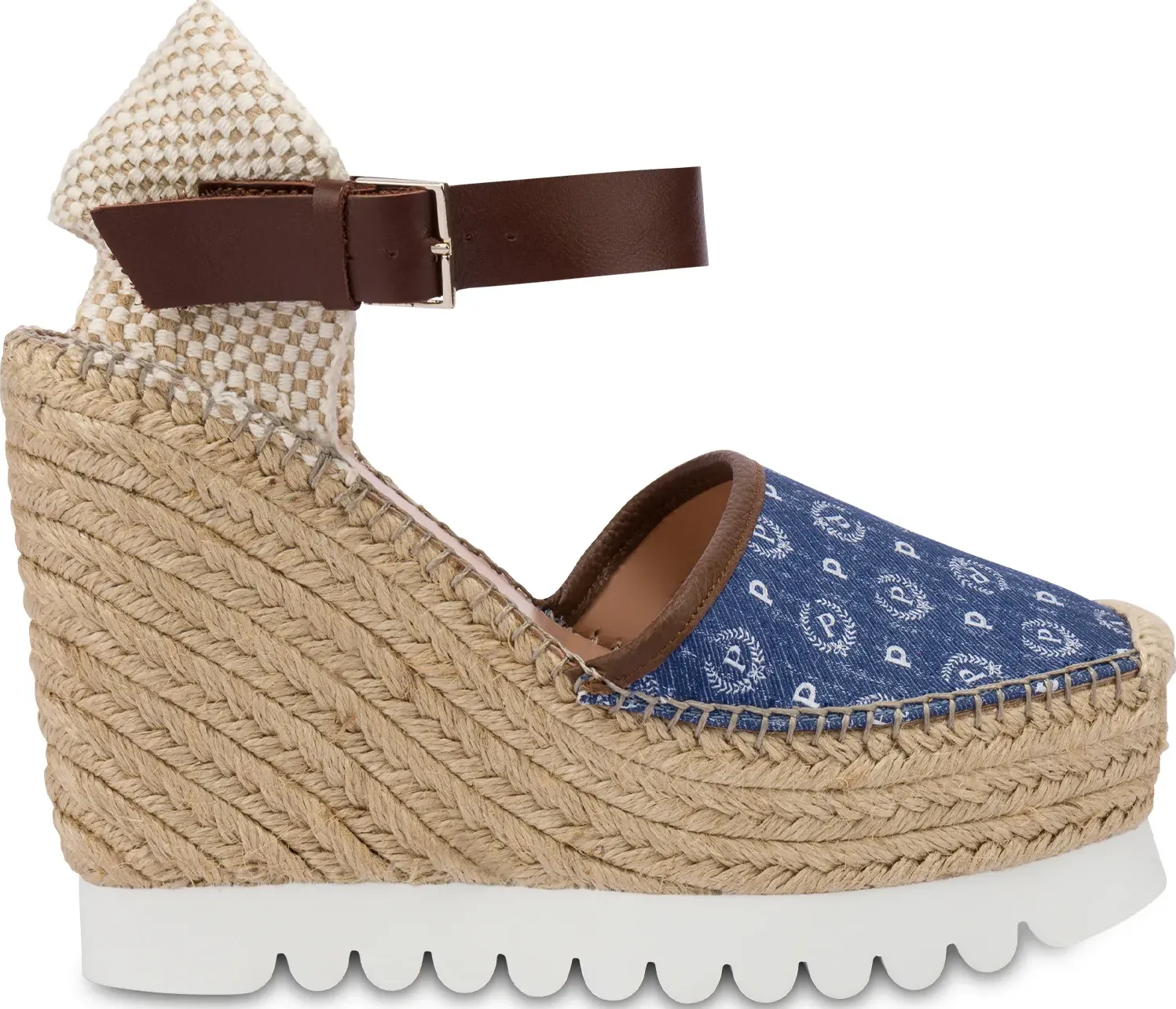 Sandali con zeppa espadrillas Heritage Denim Jacquard BLU/MARRONE