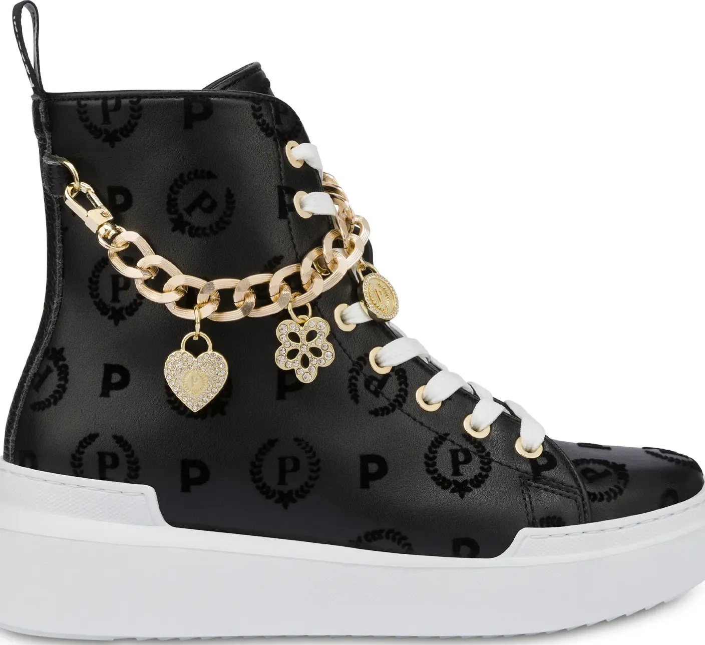 High sneakers con charms Heritage Flock NERO/NERO