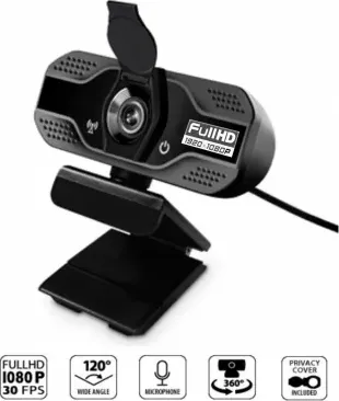 Multimedia shopping - webcam per videochiamate in fullhd da 1080p ( fino a 1920 x 1080 pixel ) - sensore cmos - campo visivo 120 gradi - microfono integrato - connessione usb 2.0