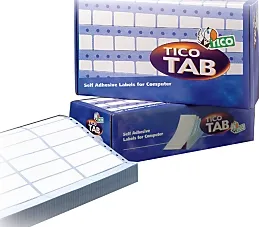 TICO Etichette a modulo continuo, Corsia singola, 72 x 36,2 mm, 500 fogli, 8 etichette per foglio, Bianco