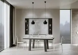 Tavolo senna generation piano bianco lucido telaio antracite l 160 p 90 h 77 cm